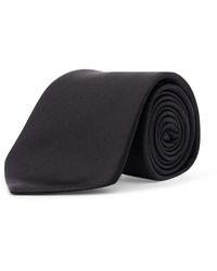 Saint Laurent - Schwarze Seidenkrawatte Mit Logo - Lyst