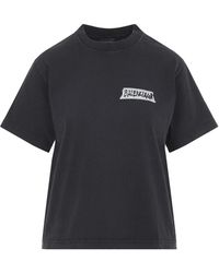 Balenciaga - Tops ,Zwart ,Katoen Medium Fit T-Shirt - Lyst