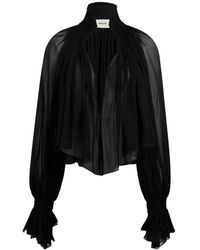 KHAITE - Durer Top Met Hoge Hals En Ruches - Lyst