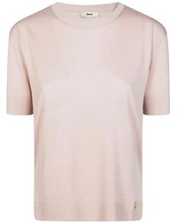 Herno - Truien & Vesten ,Roze ,Katoen T-Shirt Con Bordi Continui - Lyst