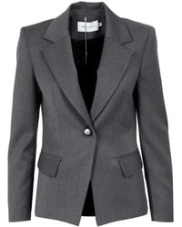 SIMONA CORSELLINI - Jassen ,Grijs ,Leer Stijlvolle Viscose Blend Jas - Lyst