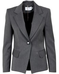 SIMONA CORSELLINI - Jassen ,Grijs ,Leer Stijlvolle Viscose Blend Jas - Lyst