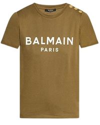 Balmain - Camiseta de algodón estampada con logo - Lyst