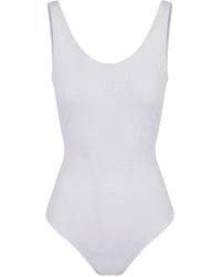 Iceberg - Badmode ,Wit ,Witte Olympische-Stijl Eendelige Badpak Met Toon-Op-Toon Logo - Lyst