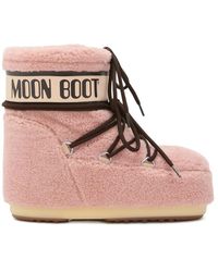 Moon Boot - Schoenen ,Roze ,Leer Icon Low Fleece Boots - Lyst