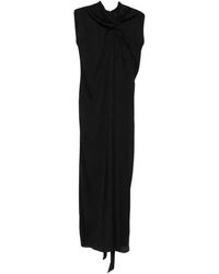 Lanvin - Langes Kleid Mit Knoten Aus Satin - Lyst
