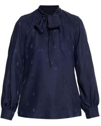 Etro - Overhemden ,Blauw ,Zijden Jacquard Blouse - Lyst