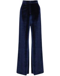 Self-Portrait - Wide Leg Velvet Broek - Lyst