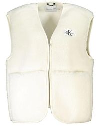 Calvin Klein - Jassen ,Wit ,Polyester Mouwloze Polyester Jas Met Logo Applicatie - Lyst