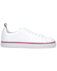 Thom Browne - Sneakers dettaglio tricolore in pelle bianca - Lyst