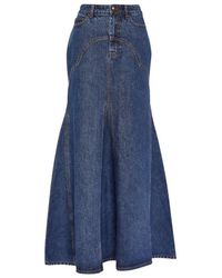 Zimmermann - Rokken ,Blauw ,Denim Fishtail Denim Maxi Rok - Lyst
