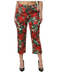 Dolce & Gabbana - Floral Print Cropped Pants - Lyst