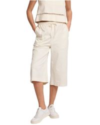 Kocca - Broeken ,Wit ,Pantaloni Cropped Con Coulisse - Lyst