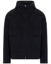 Stone Island - Jassen ,Blauw ,Katoen Light Compact Touch Poly-Tc Hooded Jacket - Lyst
