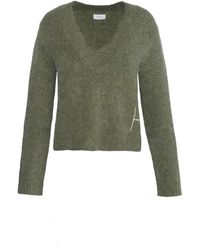 Hèst - Olijfgroene Sweater Met H-Detail - Lyst