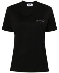 MSGM - Zwart Katoenen T-Shirt - Lyst