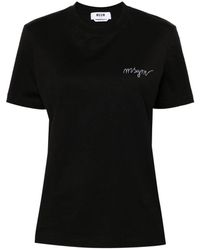 MSGM - Zwart Katoenen T-Shirt - Lyst