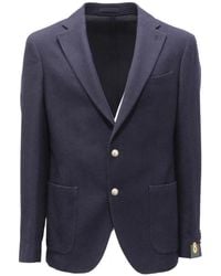 L.B.M. 1911 - Jassen ,Blauw ,Wol Zachte Wollen Blend Textuur Jas - Lyst