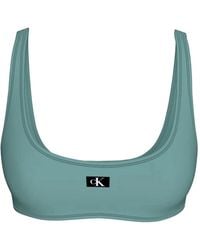 Calvin Klein - Badmode ,Blauw ,Nylon Bralette Bikini Top Ronde Hals - Lyst