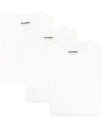 Jil Sander - Langarm-T-Shirt aus Bio-Baumwolle mit Logo-Patch 3er Pack - Lyst