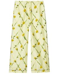 Burberry - Pantalones de seda estampados florales - Lyst