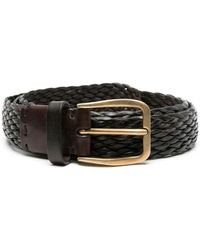 Brunello Cucinelli - Cintura in pelle intrecciata marrone scuro con fibbia regolabile in oro - Lyst