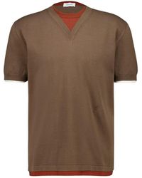 Ferragamo - Tops ,Bruin ,Katoen Gelaagd Gebreid T-Shirt - Lyst