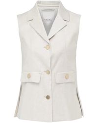 Max Mara - Jassen ,Linnen Caroline Vest Met Metalen Knopen - Lyst