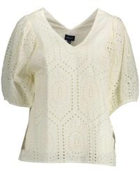 GANT - T-Shirt Met Korte Mouwen En V-Hals - Lyst