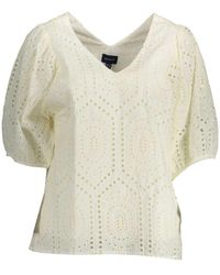 GANT - T-Shirt Met Korte Mouwen En V-Hals - Lyst
