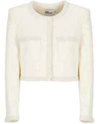 Self-Portrait - Bouclé Faux-Pearl-Trim Jacket - Lyst
