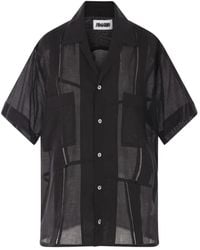 Magliano - Overhemden ,Zwart ,Katoen Zwarte Katoenen Guayabera-Shirt Met Geplooide Details - Lyst