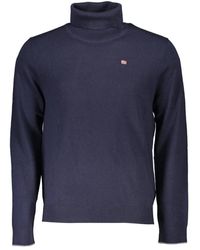 Napapijri - Blauer pullover mit langen ärmeln und hohem kragen - Lyst