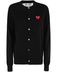 COMME DES GARÇONS PLAY - Truien & Vesten ,Zwart ,Ronde Hals Vest Embleem - Lyst