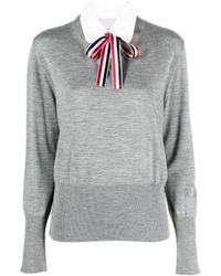 Thom Browne - Gestreiftes krawatten-pullover-combo-shirt - Lyst