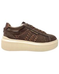Janet & Janet - Braune Wildleder-Sneakers Mit Goldenen Nieten - Lyst
