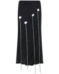 Moschino - Rokken ,Zwart ,Polyester Midi Rok Met Bloemen Details - Lyst
