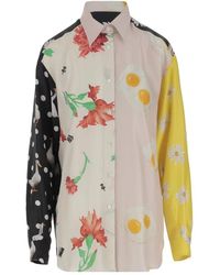 Moschino - Zijden Patchwork Shirt Met Contrasterende Prints - Lyst