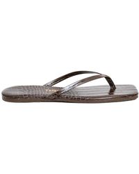 TKEES - Schoenen ,Bruin ,Leer Square Toe Lily Croc Flip Flops - Lyst