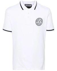 Versace - Weiße polo mit v-emblem logo - Lyst