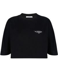 Givenchy - Tops ,Zwart ,Katoen Stempel Print Zwart T-Shirt - Lyst