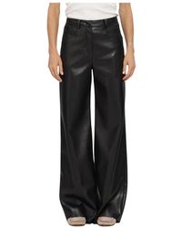 Marc Cain - Broeken ,Zwart ,Leer Warri Wide Broeken - Lyst