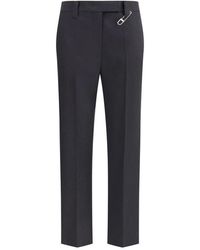Prada - Broeken ,Zwart ,Wol Wollen Straight-Leg Broek Met Veiligheidsspeld - Lyst
