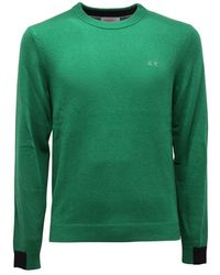 Sun 68 - Truien & Vesten ,Groen ,Wol Wollen Trui Groen Ronde Hals - Lyst