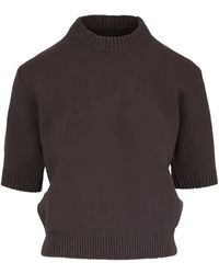 KHAITE - Truien & Vesten ,Bruin ,Kasjmier Davin Top Met Korte Mouwen - Lyst