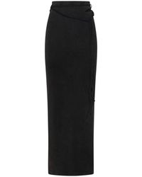 OTTOLINGER - Falda negra de punto acanalado con cintura alta ajustable - Lyst