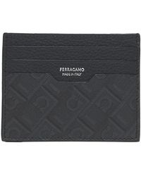 Ferragamo - Accessoires ,Zwart ,Leer Monogram Kaarthouder - Lyst