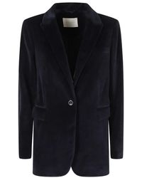 Circolo 1901 - Jassen ,Blauw ,Leer Fluwelen Jas - Lyst