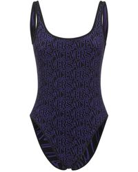 Versace - Badmode ,Zwart ,Eendelig Badpak Met Logo - Lyst