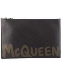 McQueen - Graffiti leder clutch - Lyst